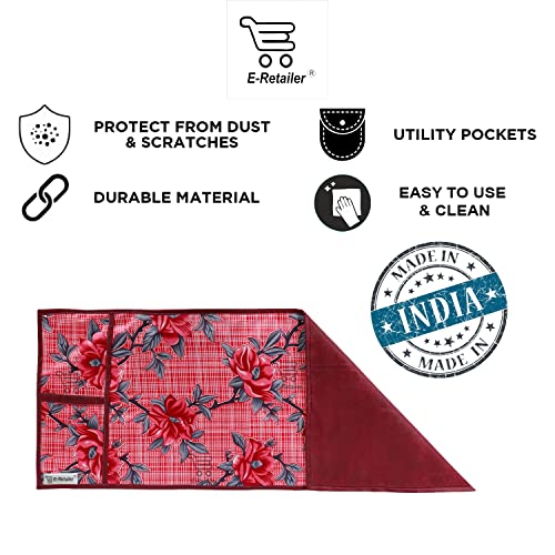 E-Retailer® Polyester 3-Layered Microwave Oven Top Cover With 4 Utility Pockets Suitable for Upto 30 Liter (Color- Red, Size-36x14 Inches) - Image 4
