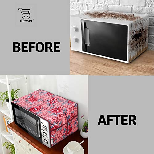 E-Retailer® Polyester 3-Layered Microwave Oven Top Cover With 4 Utility Pockets Suitable for Upto 30 Liter (Color- Red, Size-36x14 Inches) - Image 5
