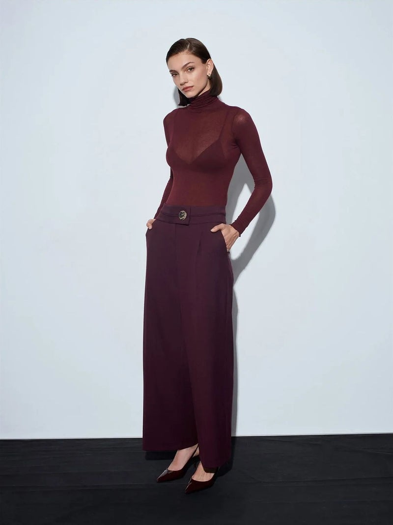DILVIN High-Waist Wide-Leg Crepe Trousers - Image 1