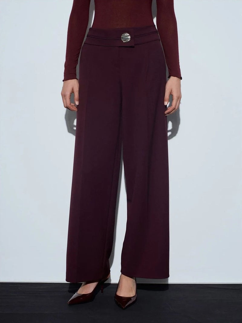 DILVIN High-Waist Wide-Leg Crepe Trousers - Image 3