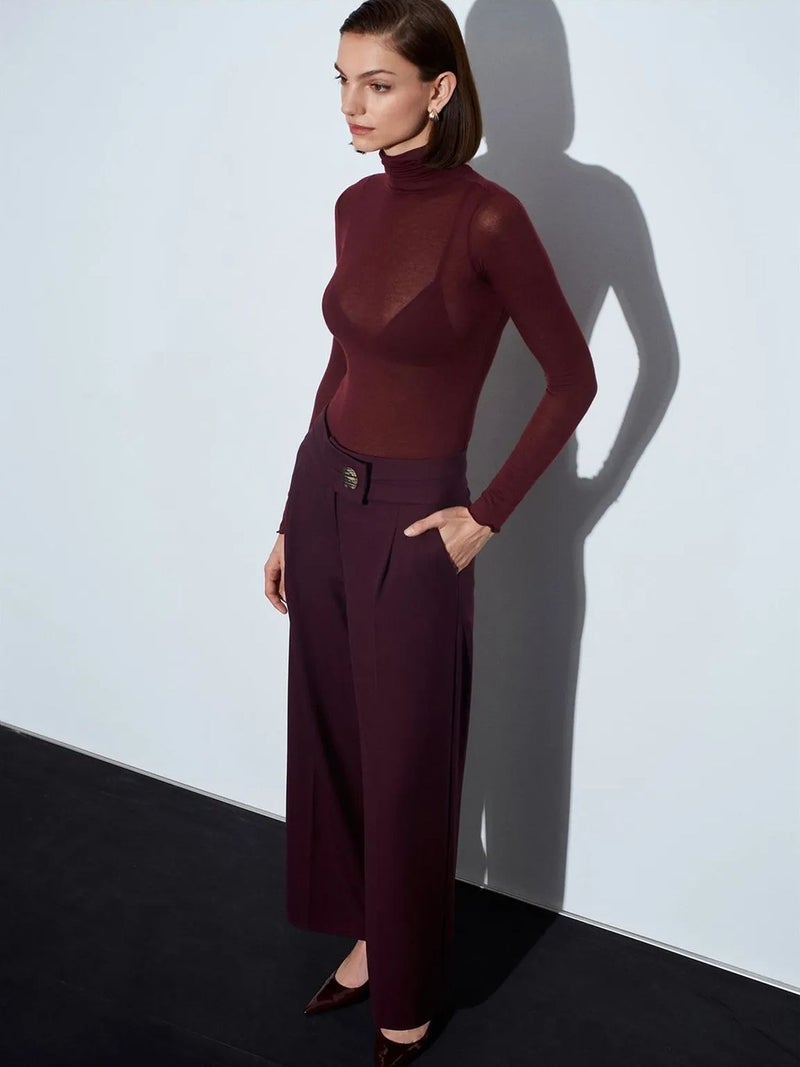 DILVIN High-Waist Wide-Leg Crepe Trousers - Image 4