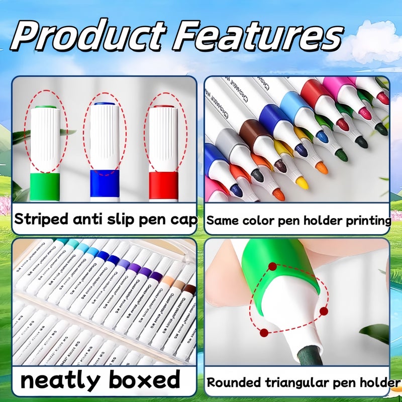 Washable 24-Color Watercolor Brush Marker Set for Drawing Painting Doodling - Image 5