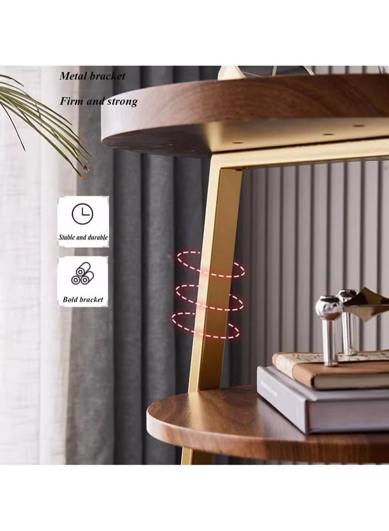 طاولة جانبية مستديرة مع رف تخزين بثلاث طبقات، طاولة قهوة معدنية صغيرة لغرفة المعيشة وغرفة النوم وطاولة بجانب السرير عصرية - Image 4