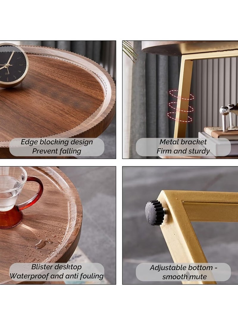 طاولة جانبية مستديرة مع رف تخزين بثلاث طبقات، طاولة قهوة معدنية صغيرة لغرفة المعيشة وغرفة النوم وطاولة بجانب السرير عصرية - Image 5