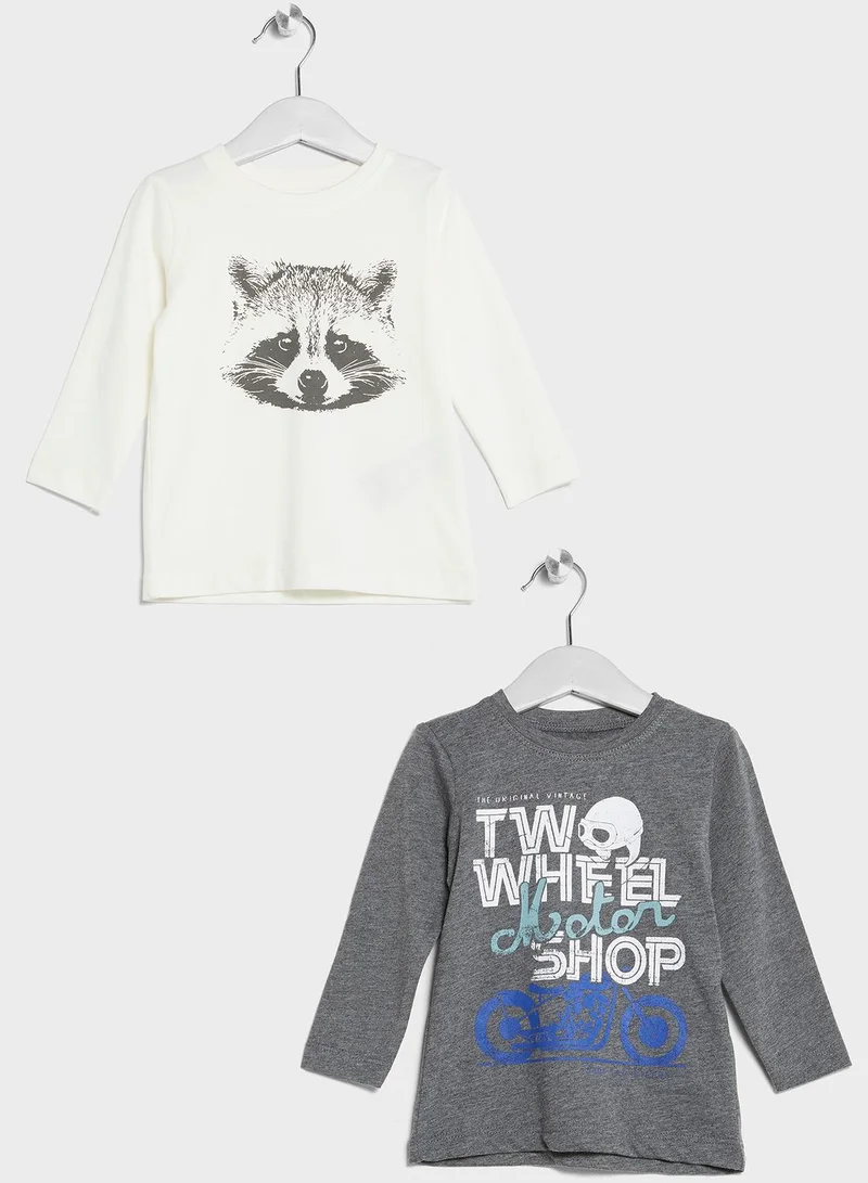 NAME IT Little 2 Pack Slogan T-Shirts