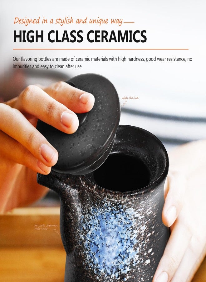 ياردوي موزع زيت سيراميك ياباني من ياردوي، وعاء خل وصلصة الصويا مع غطاء، وعاء توابل من الفخار الأزرق للمطبخ والمنزل والمطعم، 3.93 × 3.34 × 2.75 بوصة - Image 4