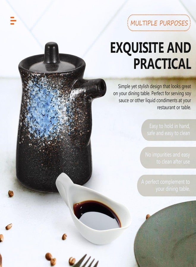 ياردوي موزع زيت سيراميك ياباني من ياردوي، وعاء خل وصلصة الصويا مع غطاء، وعاء توابل من الفخار الأزرق للمطبخ والمنزل والمطعم، 3.93 × 3.34 × 2.75 بوصة - Image 5