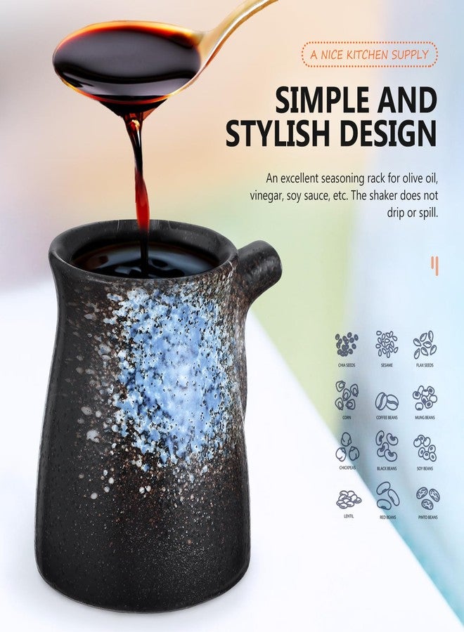 ياردوي موزع زيت سيراميك ياباني من ياردوي، وعاء خل وصلصة الصويا مع غطاء، وعاء توابل من الفخار الأزرق للمطبخ والمنزل والمطعم، 3.93 × 3.34 × 2.75 بوصة - Image 2