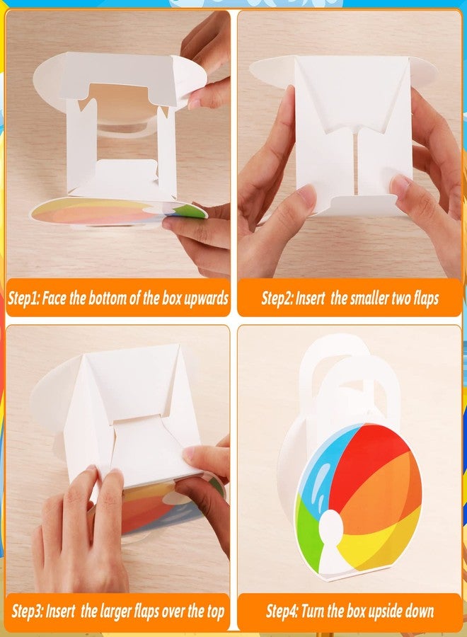 OBUSATT 24pcs Beach Ball Party Favors Bags Treat Boxes for Birthday, Summer Pool Cookie Goodie Cupcake Treat Favor Boxes for Hawaiian Tropical Luau Theme Party Supplies Decorations - Image 4