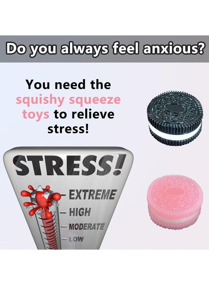2PCS Squishy البسكويت لعبة الإغاثة من الإجهاد ، لعبة إزالة الضغط ، تصميم ساندويتش واقعي للقلق والاسترخاء ، ملحقات المكتب المثالية ولعبة Fidget الممتعة للبالغين ، مثالية للتخفيف من الإجهاد - Image 5