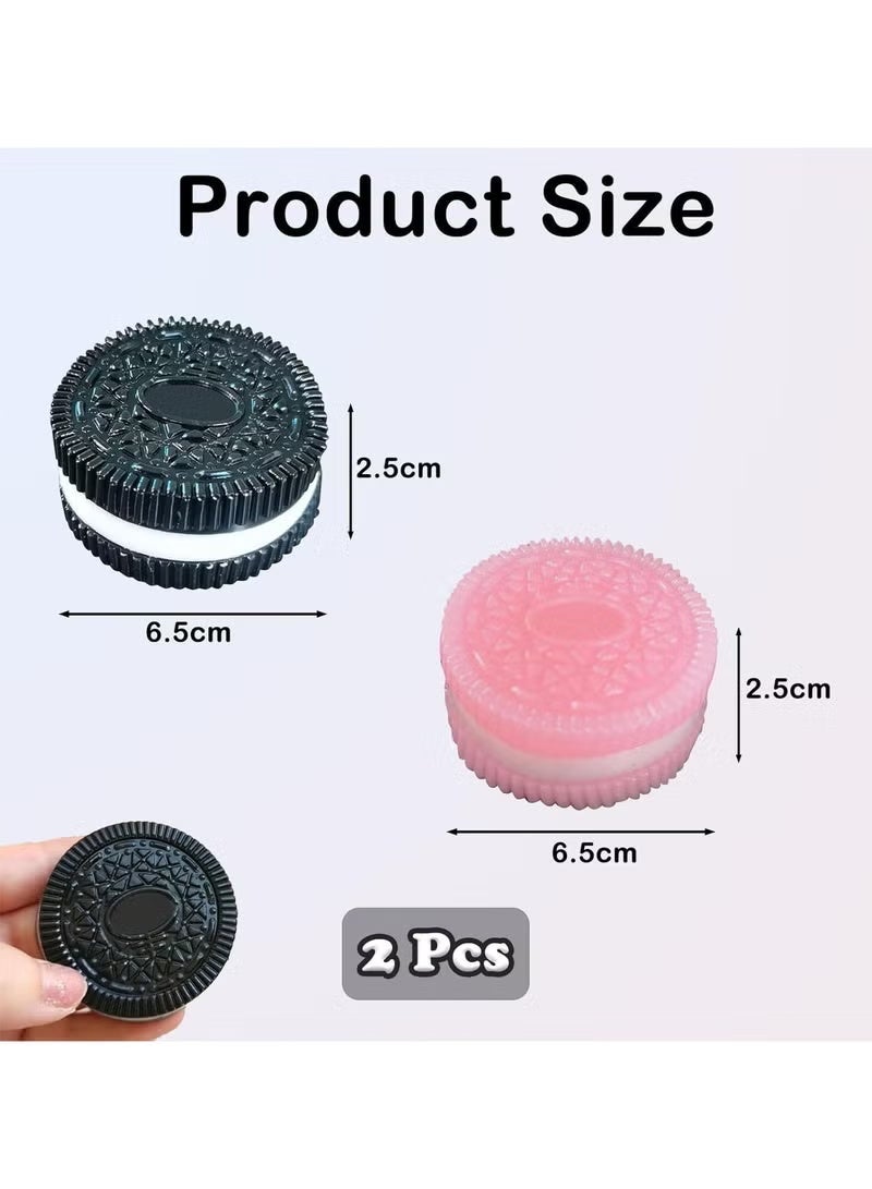 2PCS Squishy البسكويت لعبة الإغاثة من الإجهاد ، لعبة إزالة الضغط ، تصميم ساندويتش واقعي للقلق والاسترخاء ، ملحقات المكتب المثالية ولعبة Fidget الممتعة للبالغين ، مثالية للتخفيف من الإجهاد - Image 2