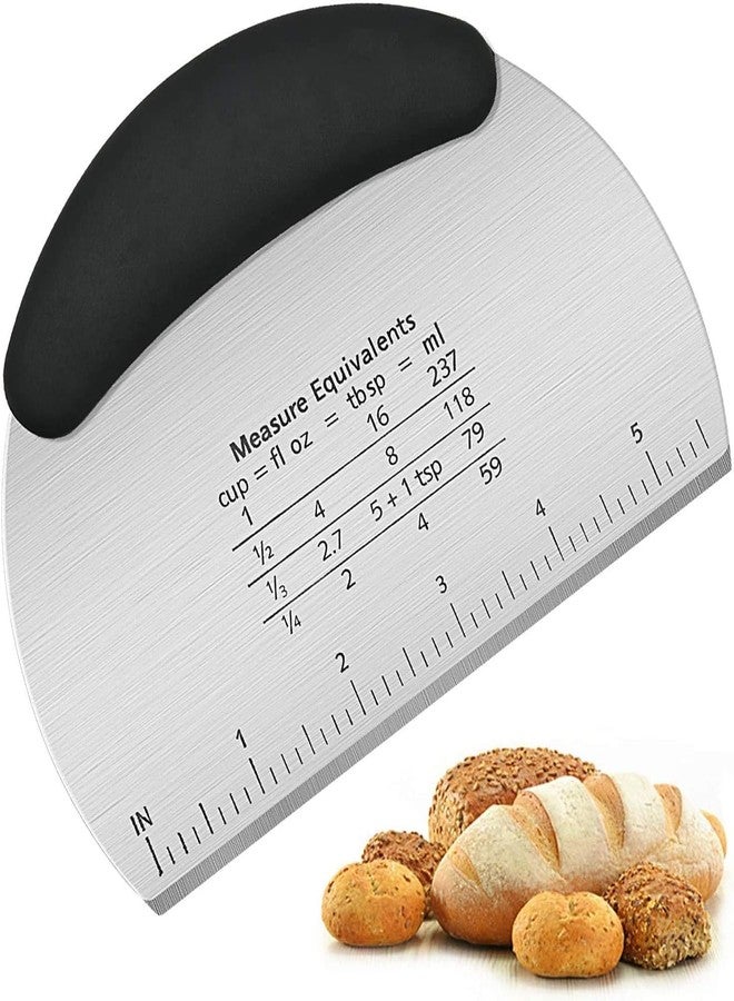 VEDHAK Stainless Steel Scraper | Dough Cutter Chopper | Smoother Icing Fondant Cake Decorating Baking Tool with TPR Handle & Scale - Pack of 1 - Image 1