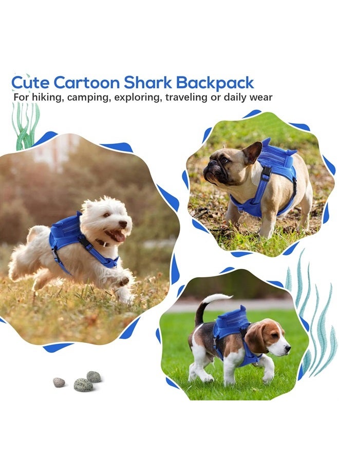 IDOMIK Dog Backpack No-Pull Pet Harness Vest with Saddle Bag Backpack, Cute Shark Shape Self Carrier Backpack Travel Camping Hiking, Adjustable Puppy Mesh Bag Vest with D-Ring for Small Medium Dogs - Image 2