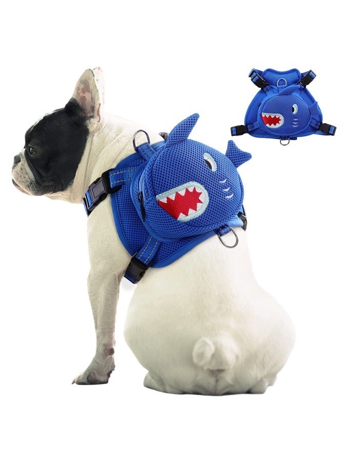 IDOMIK Dog Backpack No-Pull Pet Harness Vest with Saddle Bag Backpack, Cute Shark Shape Self Carrier Backpack Travel Camping Hiking, Adjustable Puppy Mesh Bag Vest with D-Ring for Small Medium Dogs - Image 1