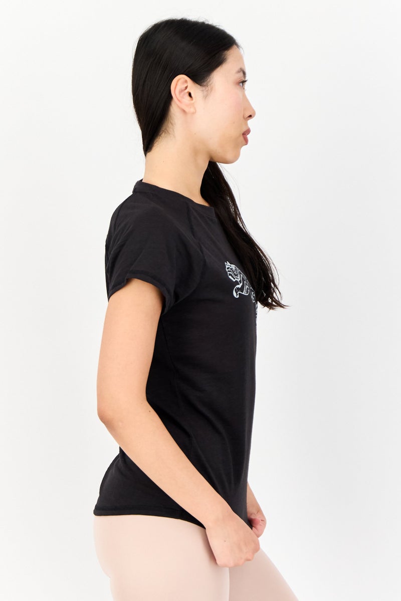 PUMA Women Sportswear Fit Short Sleeve Running T-Shirt, Heather Black - Image 2