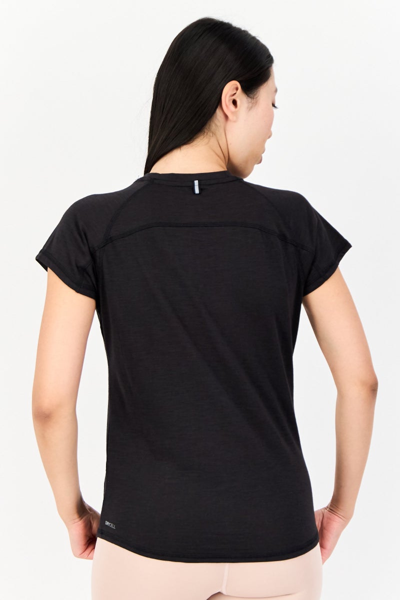 PUMA Women Sportswear Fit Short Sleeve Running T-Shirt, Heather Black - Image 4