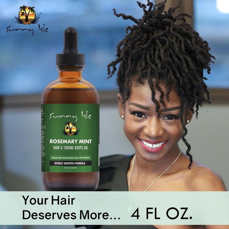 Sunny Isle Rosemary Mint Hair and Strong Roots Oil 4oz | Infused with Biotin & Jamaican Black Castor Oil | Strengthen and Nourish Hair Follicles | Dry Scalp, Split Ends - Image 2