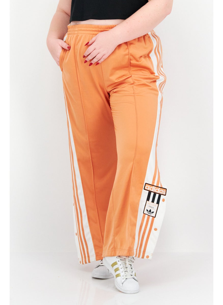 adidas Originals - Women Plus Size Brand Logo Outdoor Sweatpants, Orange - Image 1