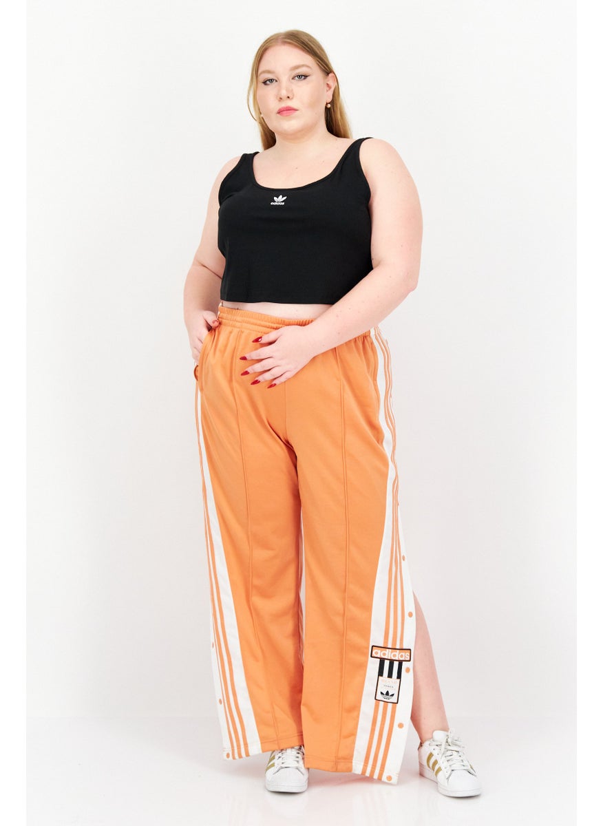 adidas Originals - Women Plus Size Brand Logo Outdoor Sweatpants, Orange - Image 1
