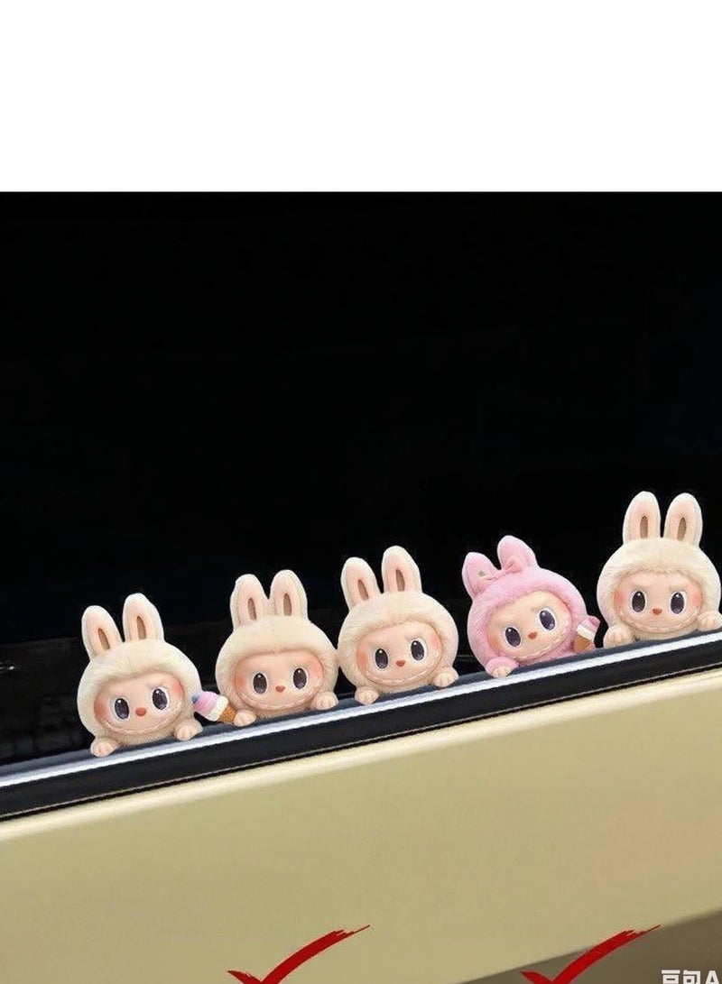 Generic Cute Labubu cartoon plush toy that lies on car windows, peripheral decorative stickers for car window glass, luggage, and computer cases 