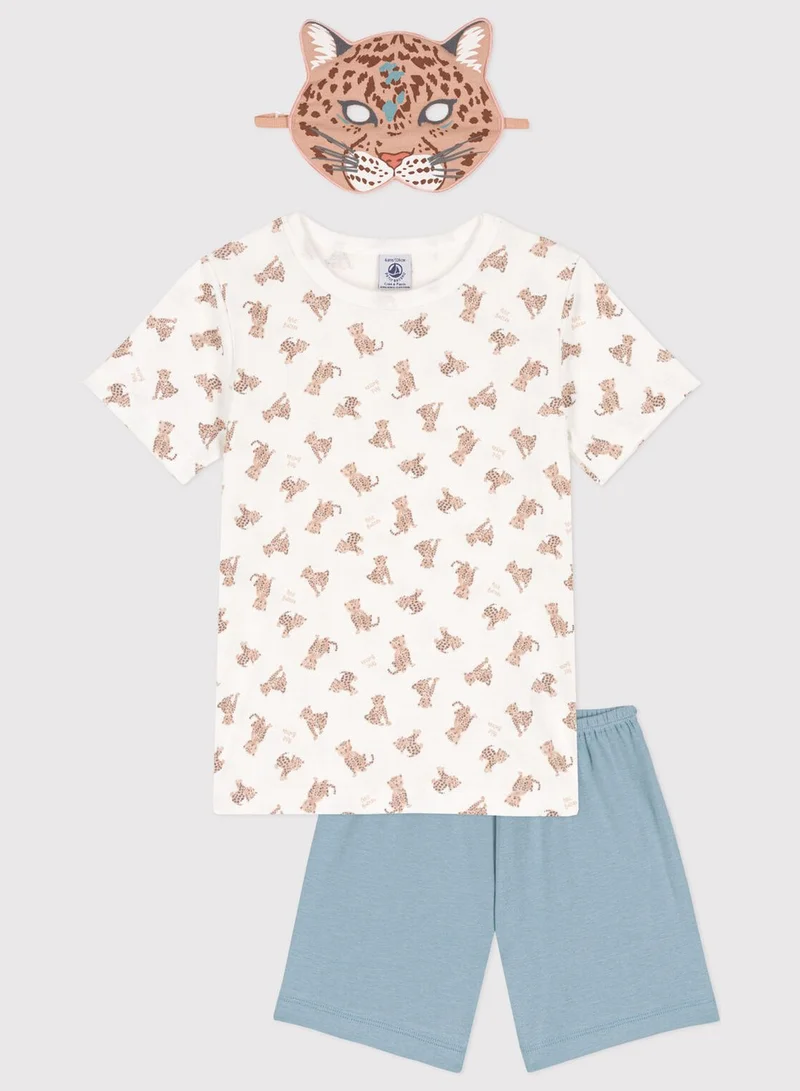 Petit Bateau Youth Leopard Print Pyjama Set & Mask