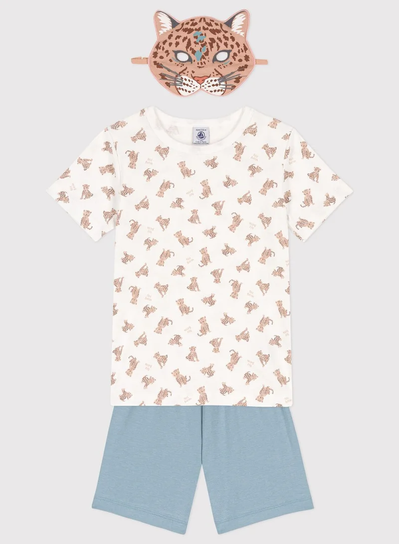 Petit Bateau Youth Leopard Print Pyjama Set & Mask