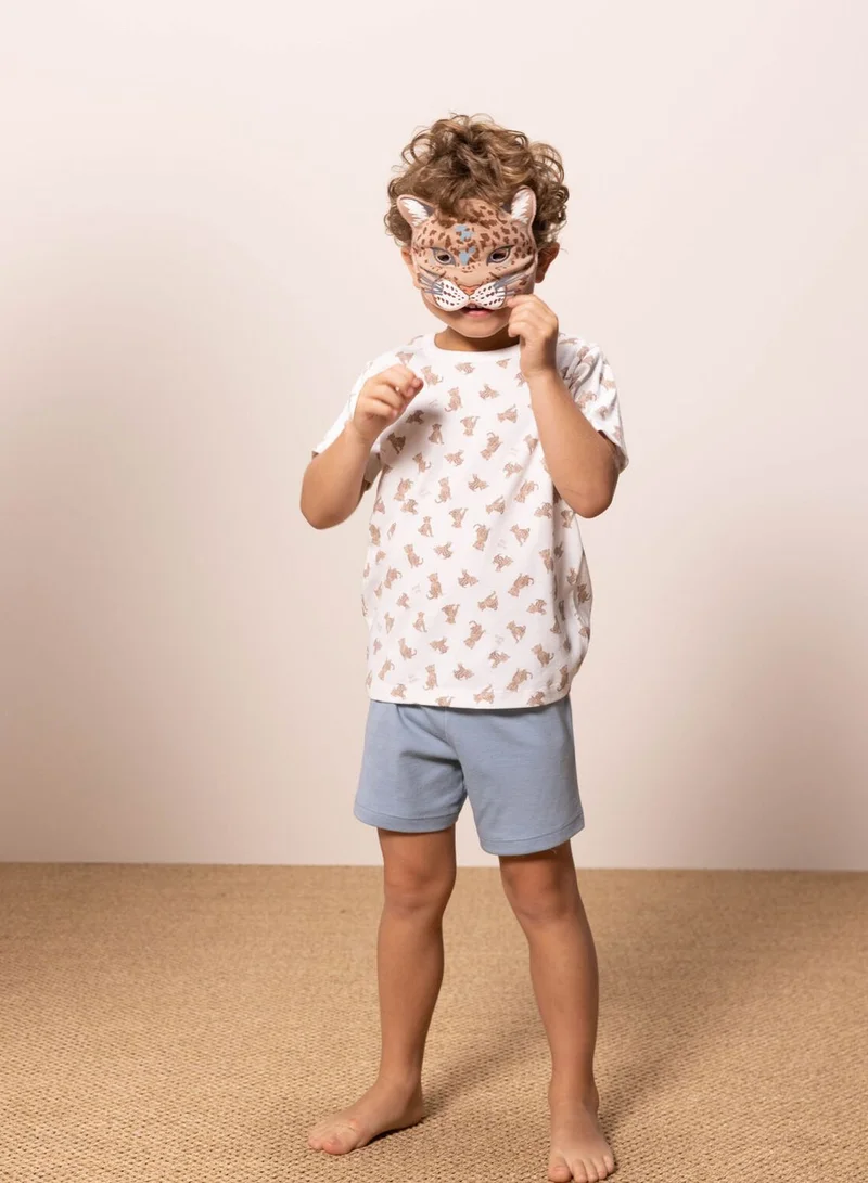 Petit Bateau Youth Leopard Print Pyjama Set & Mask