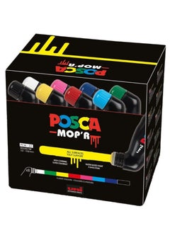 POSCA أقلام تلوين دائمة ذات أساس مائي من موبر مكونة من 8 قطع متعدد الألوان  - Image 1