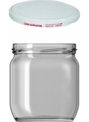Paşabahçe Glass Jar 425 cc. 6 Pieces of Honey Pickles with White Lid 