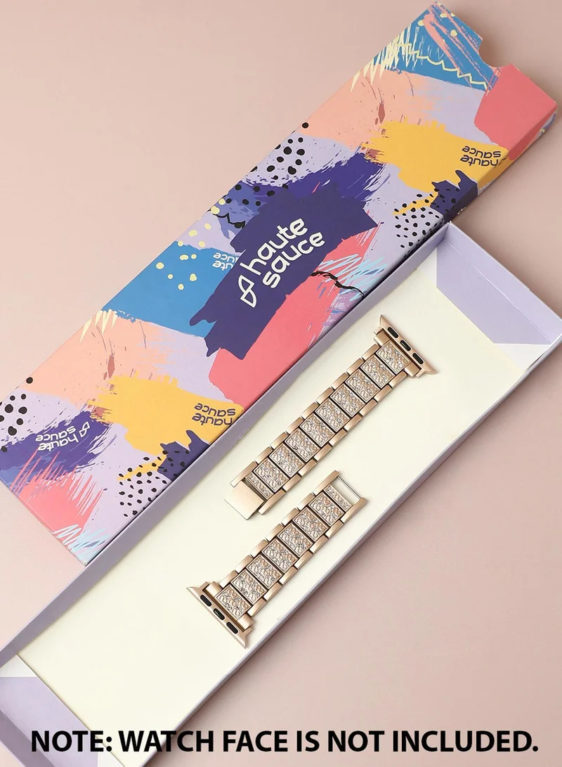 Haute Sauce  Embellished Casual Chain Strap Alloy Apple Watch Strap For Women | 42mm/44mm/45mm for Women | Best Price UAE
