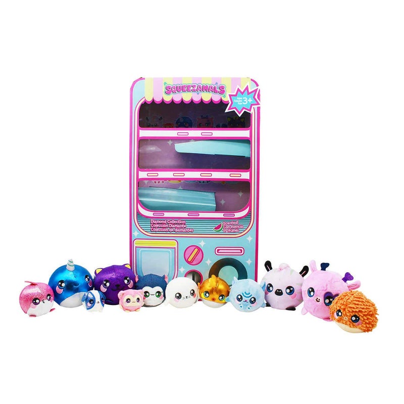 Squeezamals Plush Toys Toy Vending Machine Playset with 12 Mini Stuffed Animals Four 35 inch Six 25 inch and Two 1 inch Micro Tiny Toys for Kids and Toddlers Sweetly Scented Mini Plushies - Image 2