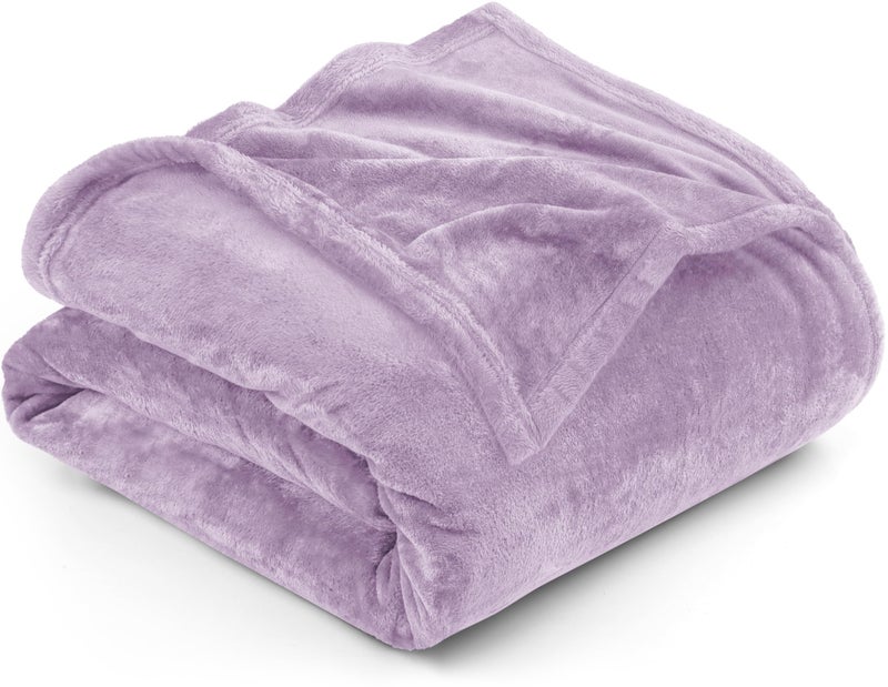 Utopia Bedding Fleece Blanket Queen Size Lilac 300GSM Luxury Fuzzy Soft AntiStatic Microfiber Bed Blanket 90x90 Inch