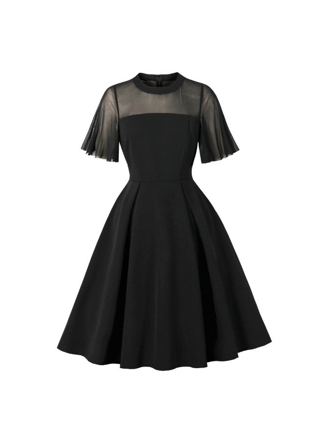 فساتين نسائية بتصميم كلاسيكي وقطع شَبَكية | قصة ميدي على شكل A وخصر مرتفع بمفعول نحيل - Image 3