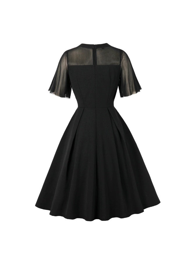 فساتين نسائية بتصميم كلاسيكي وقطع شَبَكية | قصة ميدي على شكل A وخصر مرتفع بمفعول نحيل - Image 4