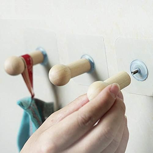 ZURATO Self Adhesive Wooden Hooks (Pack of 3) | Heavy Duty Wall Hooks | Waterproof, 4kg Load | Wood Hooks for Bathroom, Kitchen, Bedroom, Door & Wall Mount Hanging - Image 2
