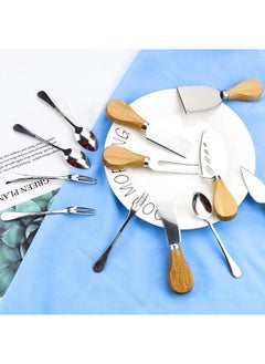 AKDC 6-Piece Cheese Knife Set Stainless Steel Cheese Knives Cheese Fork Cheese Shovel With Bamboo Handle For Parties Party  - Image 4