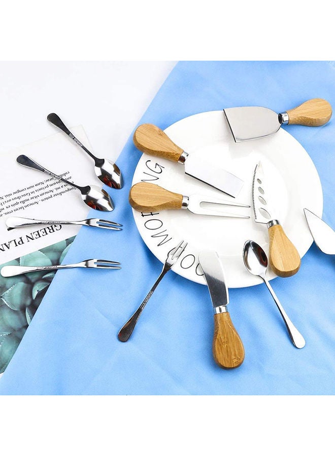 AKDC 6-Piece Cheese Knife Set Stainless Steel Cheese Knives Cheese Fork Cheese Shovel With Bamboo Handle For Parties Party  - Image 4