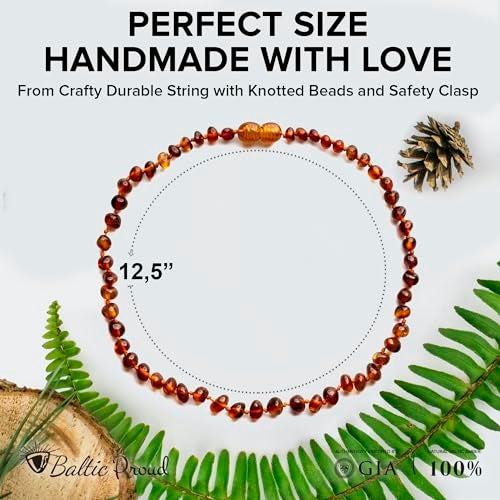 Baltic Proud Amber Necklace (Unisex Cognac Polished 12.5 Inches) - Certified Premium Quality Raw Baltic Sea Amber - Image 3