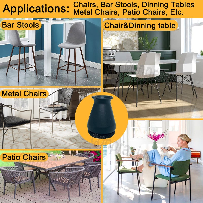 Conprasim Extra Small Silicone Chair Leg Floor Protectors with Felt, FIT 19/32â€ to 15/16â€ Glide Chair Leg Caps Silicon Furniture Leg Feet Cover Bottom Slide Protect Hardwood Floors No Scratches No Noise 24 Pack - Image 5