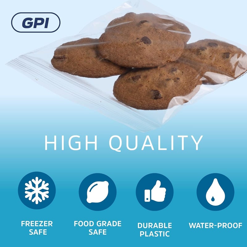 GPI CLEAR PLASTIC ZIP SANDWICH BAGS - Bulk Pack Of 100 6" x 6" 2 mil thick, Strong & Durable RECLOSABLE Poly Baggies With Resealable ZIP Top Lock For Travel, Storage, Packaging & Shipping. - Image 3