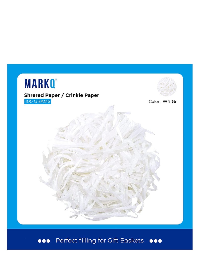 MARKQ 100 grams Crinkle Cut Shredded Paper Filler for Gift Wrapping Hamper - White  - Image 2