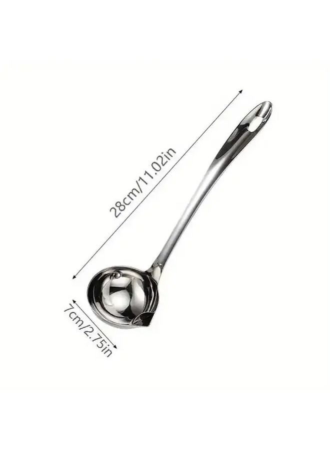 Oil Filter Spoon Stainless Steel Multifunctional Slotted Spoon Dual Compartment Design Ergonomic Handle - Image 1