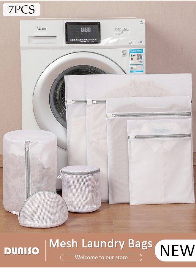 DUNISO 7PCS Mesh Laundry Bags, Thickened Washing Machine Bags for Delicates with Premium Zipper, Reusable Travel Storage Organizer Bag for Blouse, Bra, Hosiery, Stocking, Underwear  - Image 1