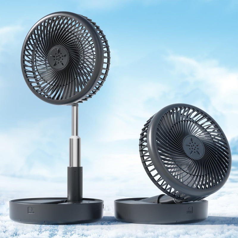 Primevolve Battery Operated Fan,Portable Rechargeable USB Floor Table Desk Fan with Adjustable Height, 4 Speed Settings Pedestal Fan for Bedroom Camping Travel,Black 7.7" - Image 1