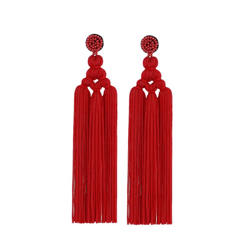 Adoshine Bohemian Chandelier Earrings Big Boho Statement Tassel Layer Dangle Long Woven Large Thread Fringe Layered Drop Earrings - Image 1