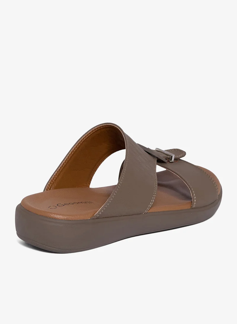 Geoomnii BROWN Geoomnii Men’s Arabic Sandals – Comfortable Casual Leather Slide Sandals for Everyday Wear for Men | Best Price UAE
