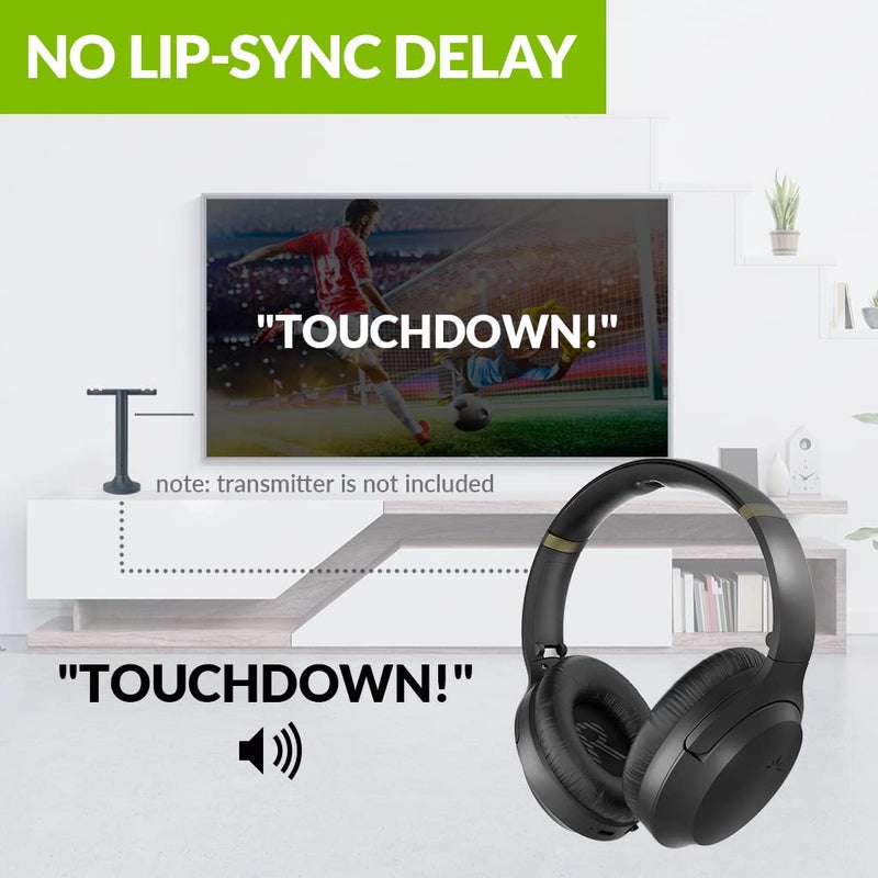 Avantree Add-on 2.4G RF Wireless Headphones Multiple Listening System Duet, Quartet, Add up to 100 Headphones, Superb Sound with EQ Adjustment, Low Audio Delay - Duet-Extra Black - Image 4