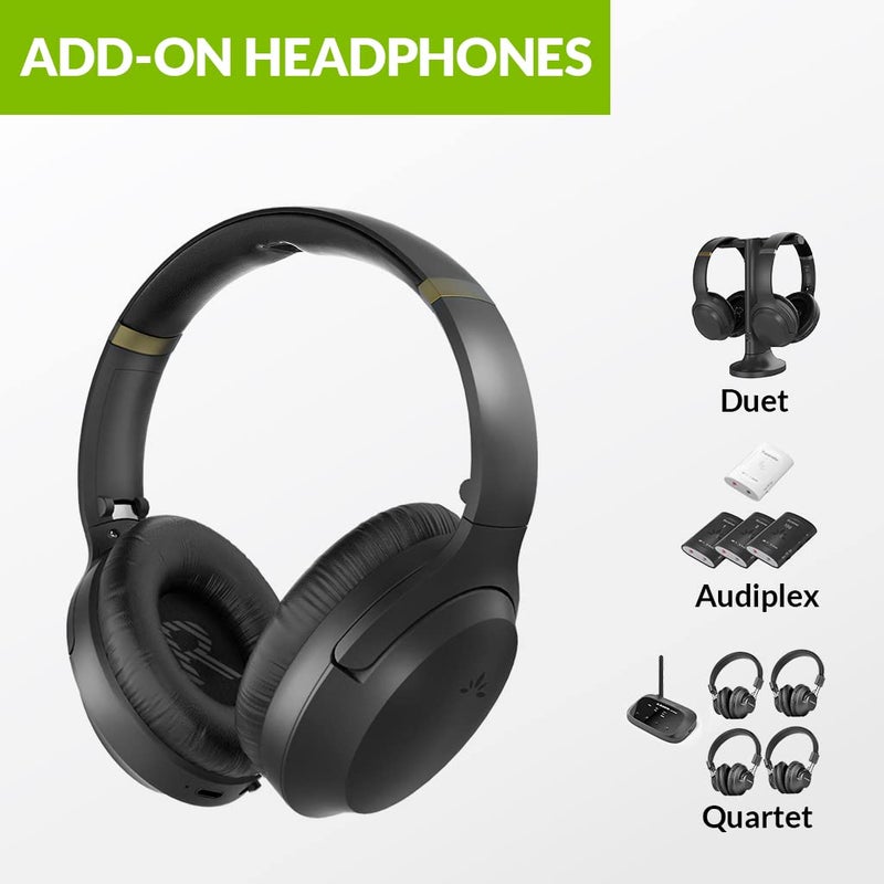 Avantree Add-on 2.4G RF Wireless Headphones Multiple Listening System Duet, Quartet, Add up to 100 Headphones, Superb Sound with EQ Adjustment, Low Audio Delay - Duet-Extra Black - Image 2