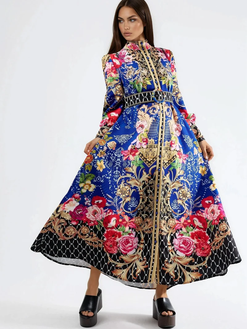جينيفر Floral Belted Maxi Dress