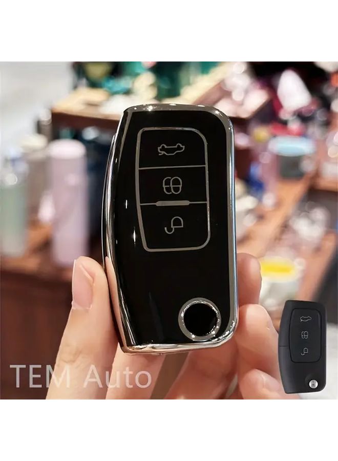 Black TPU Key Fob Cover For Ford Mazda Mondeo Kuga Focus CMax Protective Case - Image 1